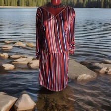 NEW LOVE J RED MULTI  STRIPED -PLUS SIZE 2X- DRESS-CINCH WAIST TIE-