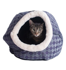 Armarkat Cuddle Cave Dog Cat Pet Bed Purple Checkered Small