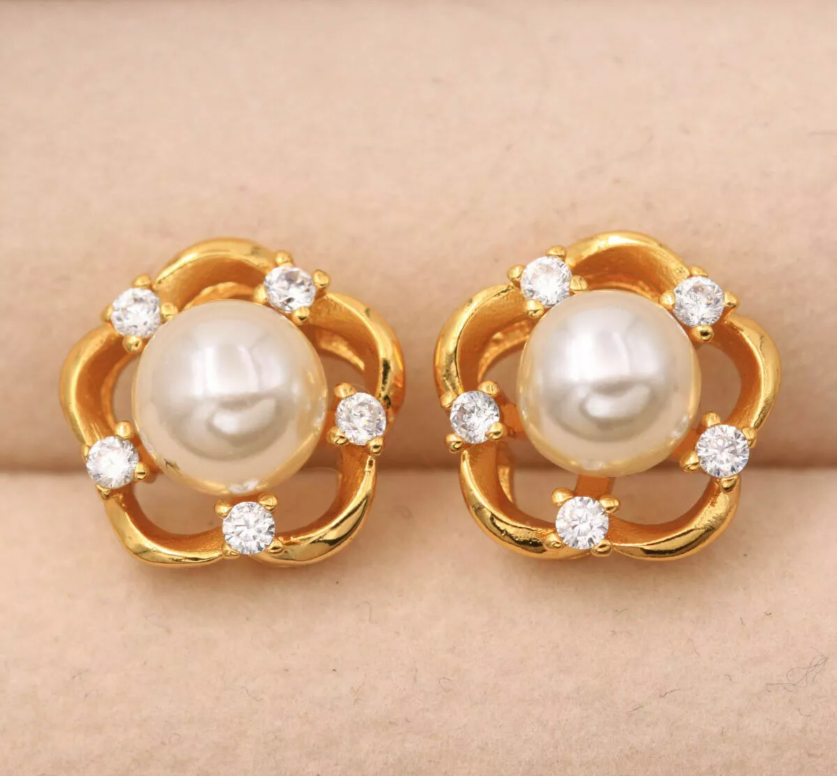 Gold Pearl & Diamante Stud Earring Pack