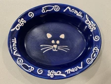Castlemere Style Cobalt Blue Cat Pet Water Bowl Food Dish 6.5” Cute - Bit Crazed