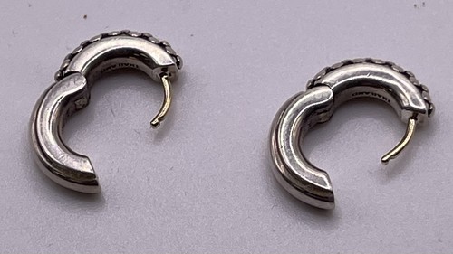 Michael Dawkins Sterling Silber Kiesel Kaviar Creolen mit 14k Gold Pfosten - Bild 4 von 7
