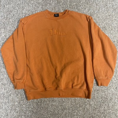 Dime MTL Heavyweight Crewneck Sweatshirt Pullover Mens XL Orange Embroidered