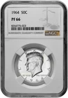 1964 50c Silver Proof Kennedy Half Dollar NGC Graded PF 66 with New Holder