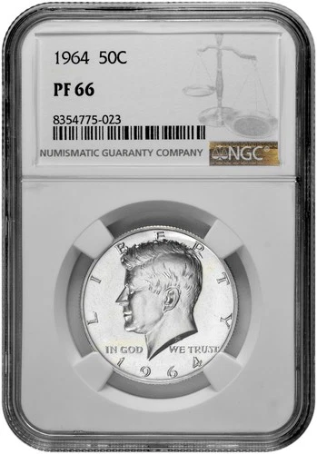 1964 50c Silver Proof Kennedy Half Dollar NGC Graded PF 66 with New Holder