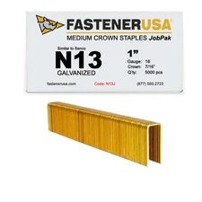 1" LEG x 7/16" CROWN 16GA GALV N13 STAPLES 5,000ct | N13J