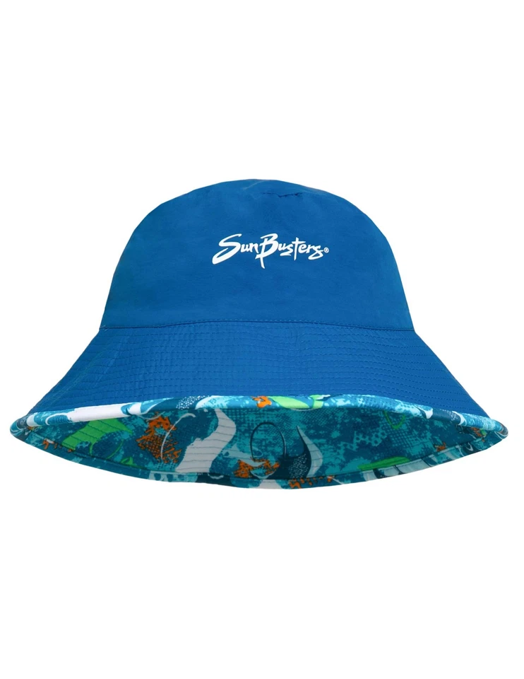 Chapéu balde masculino reversível UPF 50+ safira arraia médio - Imagem 2 de 3