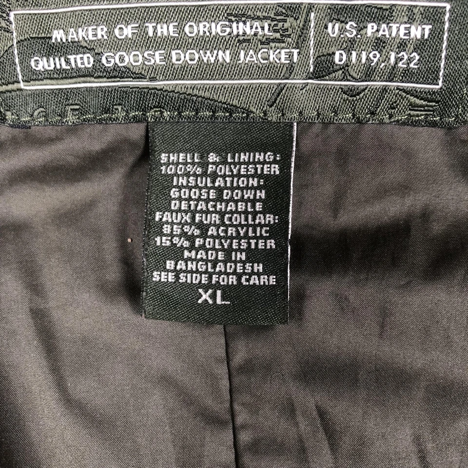 Chaqueta de plumón Eddie Bauer para mujer XL verde acolchada plumón de ganso imitación piel cuello cremallera Foto 3 de 4