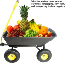 Poly Garden Dump Cart Heavy-duty Yard Carts and Wagons 300 lbs 10" Tires