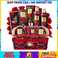 Valentines Day Spa Gift Basket for Her Exotic Rose Bath Body Set Birthday Gift