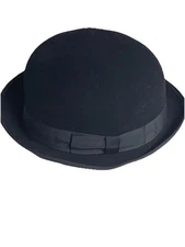 Country Gentleman Bowler Hat Black Gentle Felt 100% Wool XL Water Repellent USA