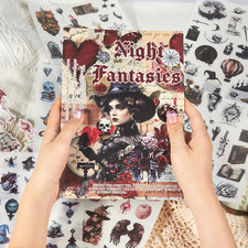 410Pcs Gothic Washi Journal Stickers for Journaling, 24 Sheets Precut Large Hall