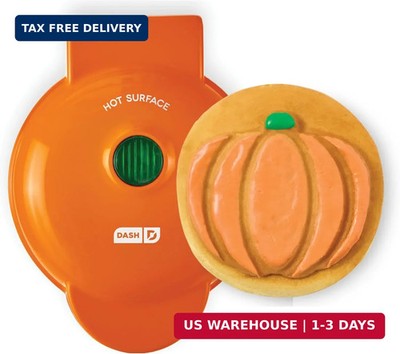 Dash Pumpkin Mini Waffle Maker, 4-Inch Nonstick Cooking Surface, Orange