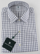 Brooks Brothers Mens Dress Shirt New 15.5 X 32/33 White Blue Check Long Sleeve