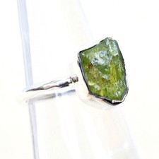 Natural Raw Peridot Stack Ring 925 Sterling Silver Peridot Birthstone Ring-RR145