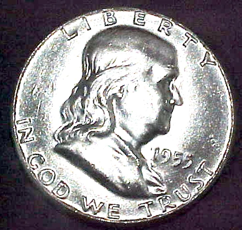 1955 FRANKLIN HALF DOLLAR......ORIGINAL BU......MIN. BID .01 & NO RESERVE!