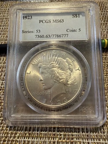 1923 P Philadelphia PEACE SILVER DOLLAR MS63