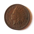 Antique 1908 USA INDIAN HEAD ONE CENT Penny, Small Letters (b)