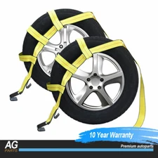 Car Tow Dolly Basket Straps Flat Hook fits 14"-19" Wheel Strap 2PCS Robbor