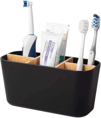 Toothbrush Holders for Bathrooms, Bamboo Tooth Brush Holder with 5 Slots Bathroo - Picture 8 of 12