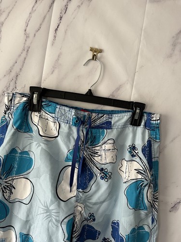 VTG Y2K MOSSIMO HAWAIIAN FLORAL CARGO SWIM TRUNKS BLUE XL - Picture 8 of 10