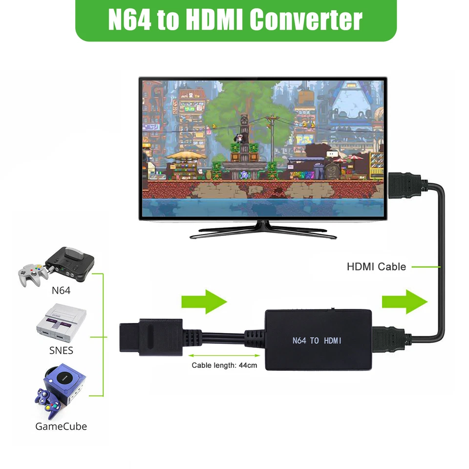 N64 To HDMI Converter Adapter HD Cable For Nintendo Gamecube NES SNES N64 Series - Image 2 of 4