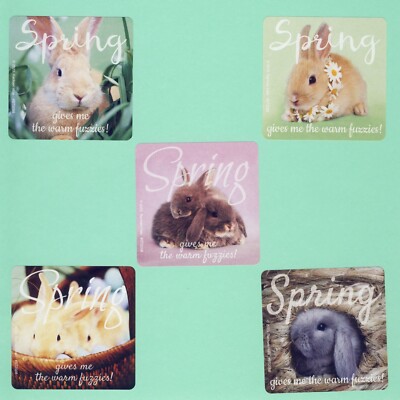 15 Rachael Hale Spring Fuzzies Large Stickers - Party Favors - Bunny Rabbit