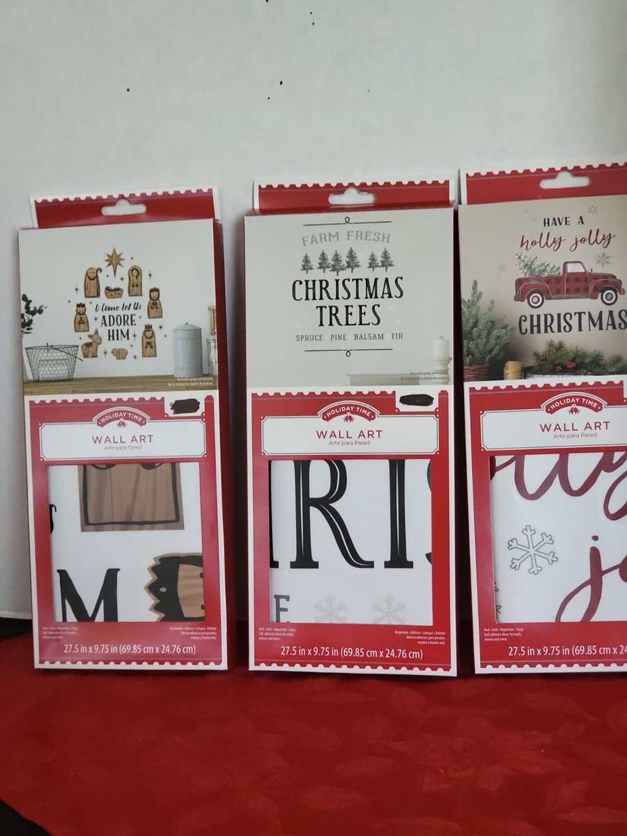 1093. NEW HOLIDAY TIME CHRISTMAS WALL ART 27.5" XMAS TREES, TRUCK, ORADORE  HIM | eBay