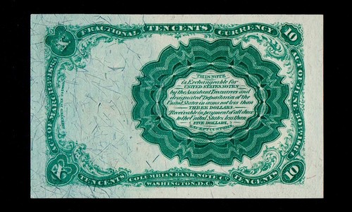 10c 1874 Fifth Issue Fractional Currency Uncirculated Free Shipping (B73) - Picture 2 of 2