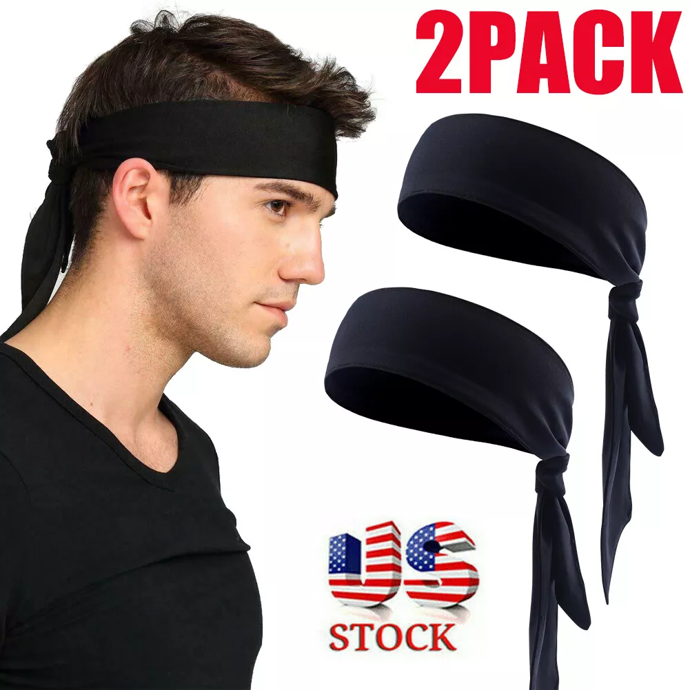 2PCS Head Tie Hair Band Pirate Bandana Wrap Sweatband Sports Headband Men  Women