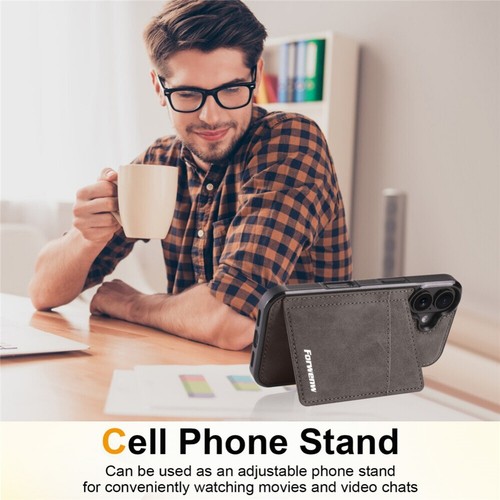 For iPhone 16 15 14 13 12 11 Case Wallet RFID Blocking Leather Card Stand Cover - Picture 29 of 64