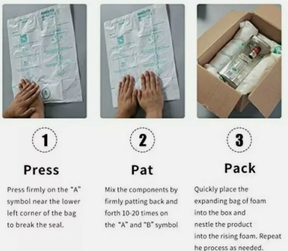 44 bolsas Instapak selladas Air Quick RT#40- 18"x22" bolsas de espuma expandibles sin calentador Foto 3 de 4