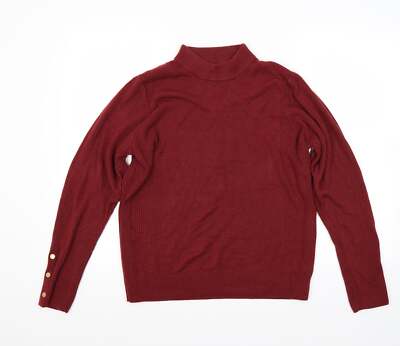 Klassischer roter Damenpullover mit Stehkragen Acrylmischung Größe M