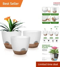 Plant Pots Self Watering 8/9/10 Inch Plastic Set of 3 Indoor Outdo or