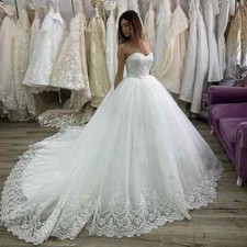 Luxury Sweetheart Wedding Dresses Applique Court Train Bride Gowns Plus Size