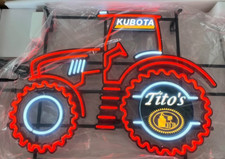 US STOCK Kubota Farm Tractor Tito's Vodka LED Neon Sign Light With Dimmer 30
