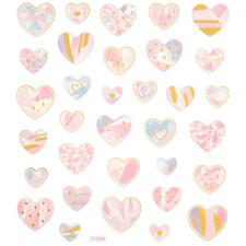 Gold Foil Pastel Patterned Hearts Stickers Planner Party Valentine's Day