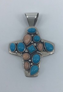 Jay-King-DTR-Sterling-Silver-Pink-Coral-and-Turquoise-Cross-Pendant