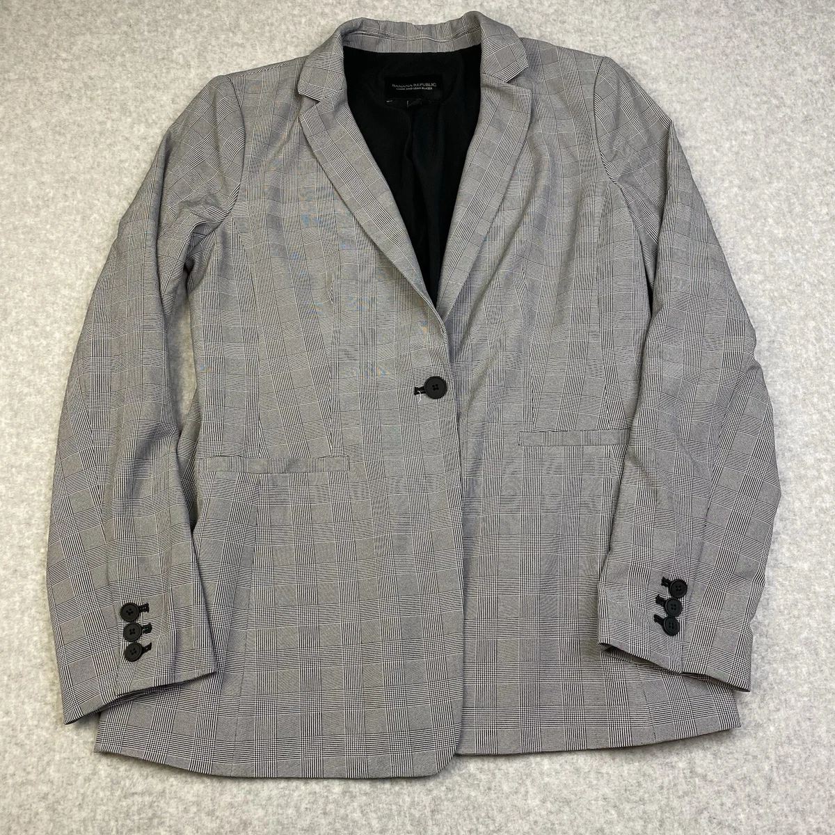 Veste Blazer Femme Banana Republic - 1 Bouton En Laine Mélangée Gris Carrière - Taille 10 - Très Bon état Occasion