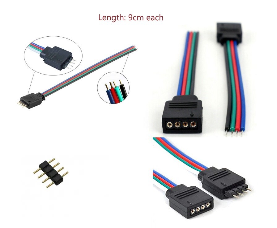 Fabbrica 4 Pin LED RGB Connettore Maschio Femmina Presa Connettore Con 15cm Cavo