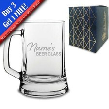 Personalised Engraved Beer Mug Tankard with Name's Beer Glass Design