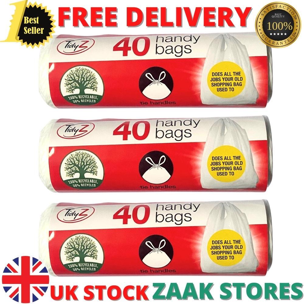TidyZ Handy Shopping Bags Pedal Bin Liner Tie Handle Rubbish Recyclable
