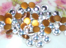 Vintage Glass Cabochons Clear Crystal 6mm Round NOS Flat Back Gold Foil 1167E