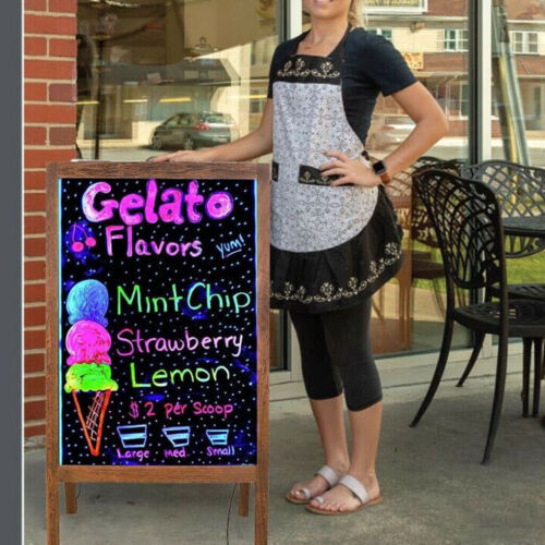Heavy Rustic Large Wood A-Frame Magnetic LED Chalkboard Blackboard Wedding Cafe - Picture 19 of 45