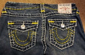 true religion yellow stitching