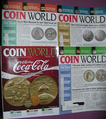 4 Coin World Magazines 4,11,18, 25 Feb. 2013, Trend Values, More Dates Available