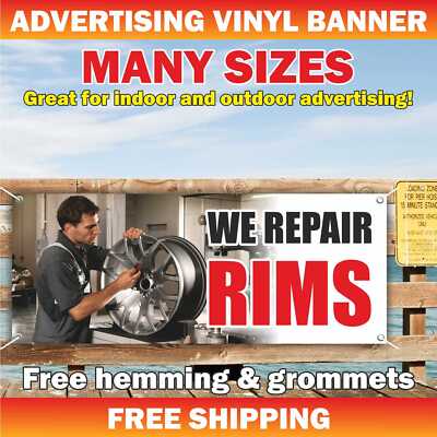 WE REPAIR RIMS Advertising Banner Vinyl Mesh Sign service tire wheel ...