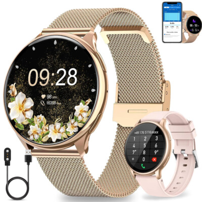 Smartwatch Android Smartwatch Bluetooth Anruf Blutdruck Herzfrequenz Roségold