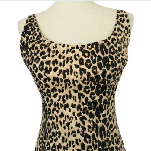 Y2K Animal Print Bodycon Dress M Mob Wife Sexy Stretch Rocker Vtg 90s Forever 21 - Picture 9 of 19