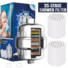 25 Stage Shower Head Filter Bath Hard Water Chlorine Purifier with 2 Filters
