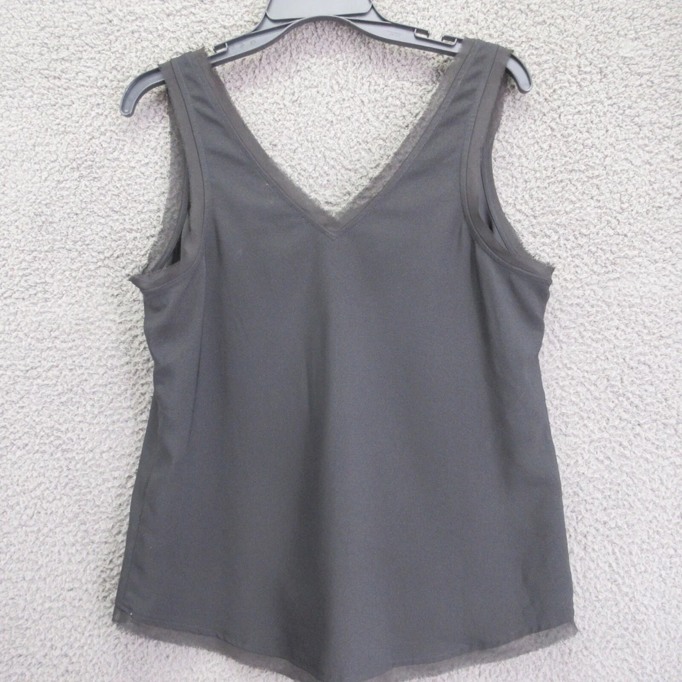 Camiseta sin mangas Chelsea 28 negra con ribete de encaje para mujer mediana cuello en V #4692 Foto 4 de 4